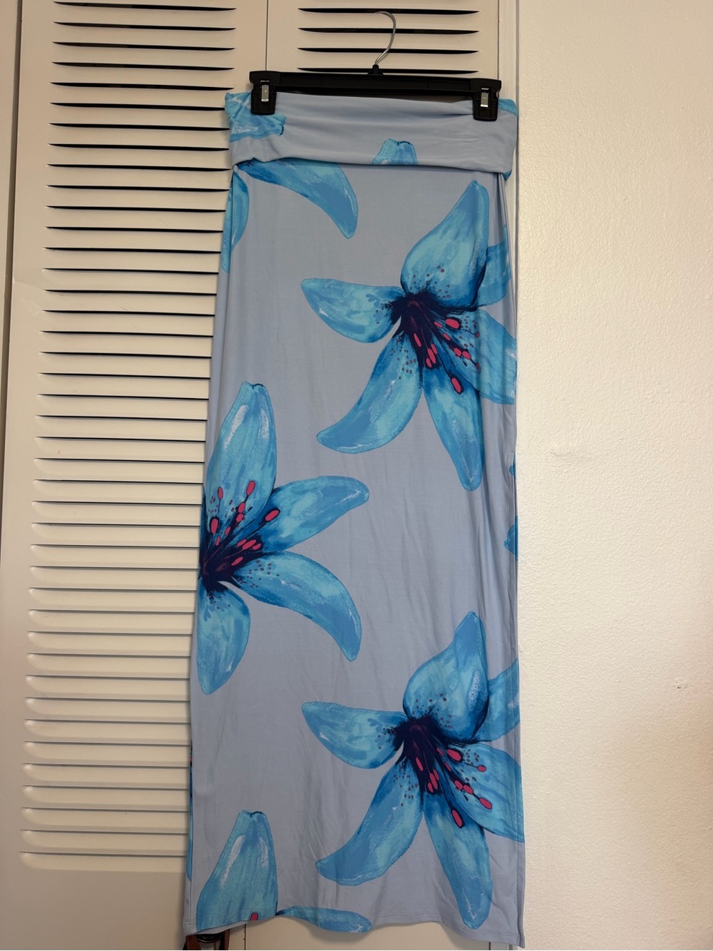 Derek Heart Light Blue Maxi Skirt with Blue Floral Print